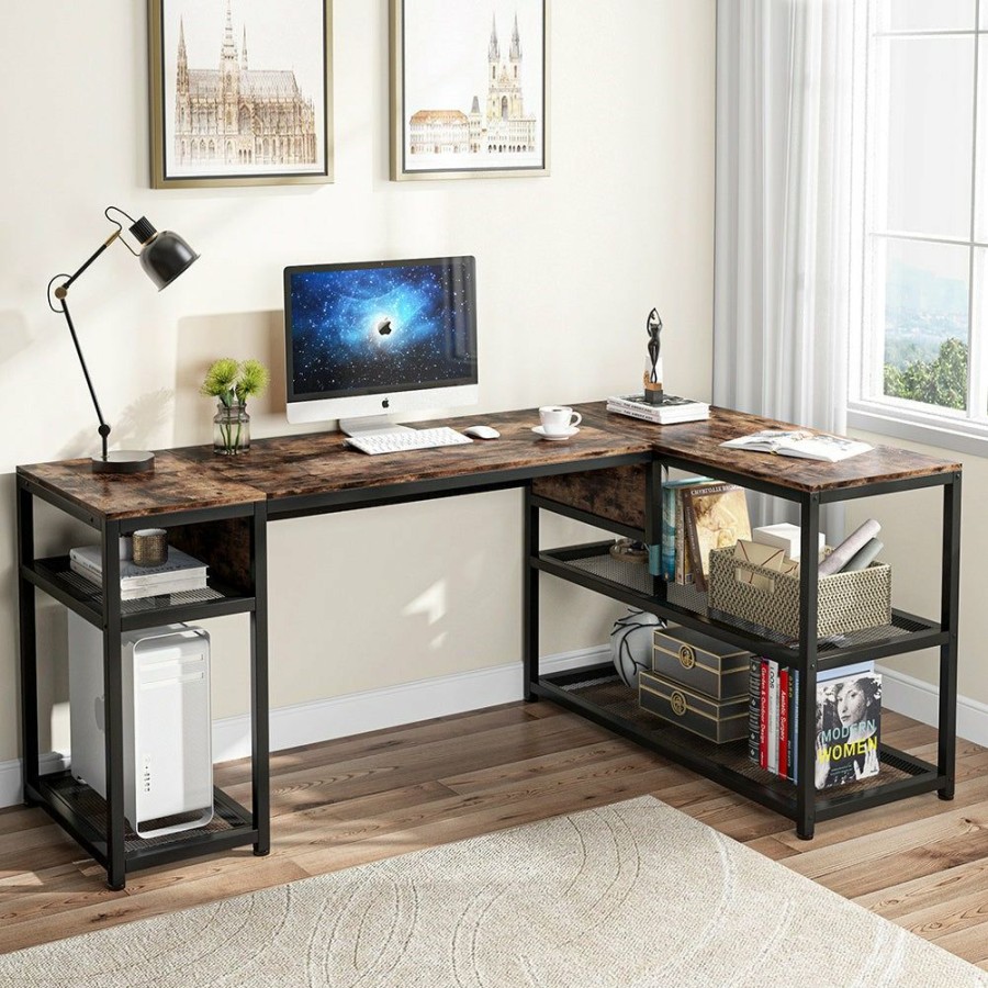 Home Office Tribesigns | Tribesigns Lift Top L-Shaped Desk, Industrial ...